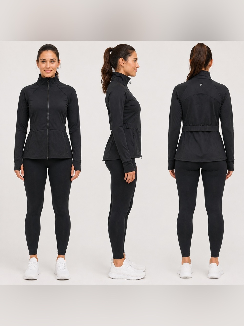 Fabletics Trinity Performance Jacket Women’s M Black Full Zip Athletic NWT